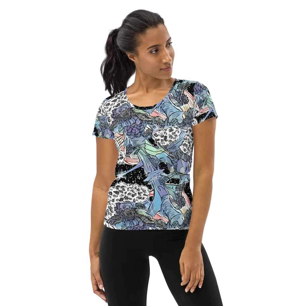 Icy Collage on Women's Athletic T-Shirt — Front