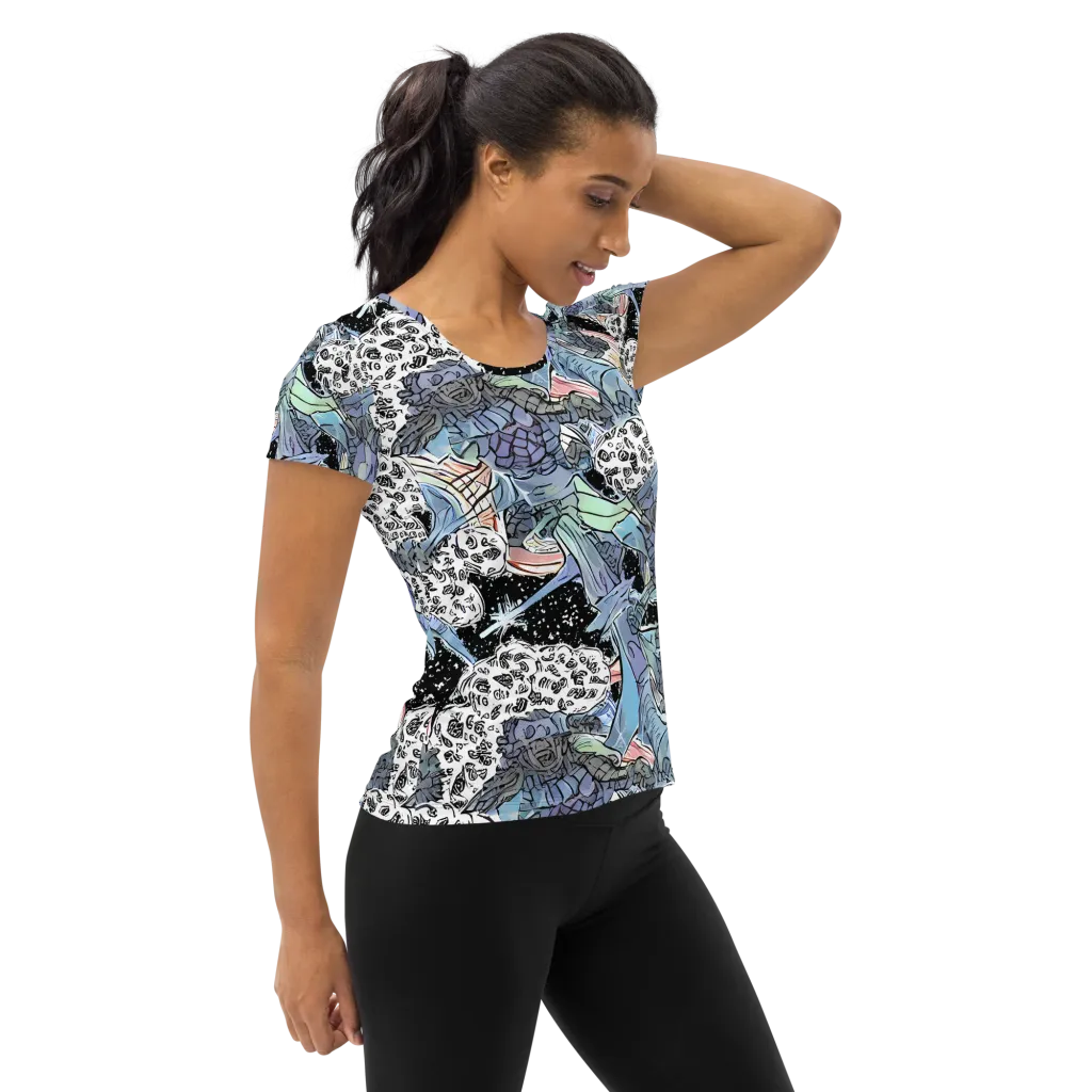 Icy Collage on Women's Athletic T-Shirt — Right