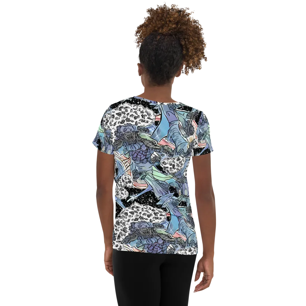 Icy Collage on Women's Athletic T-Shirt — Back