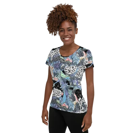 Icy Collage on a Women's Athletic T-Shirt