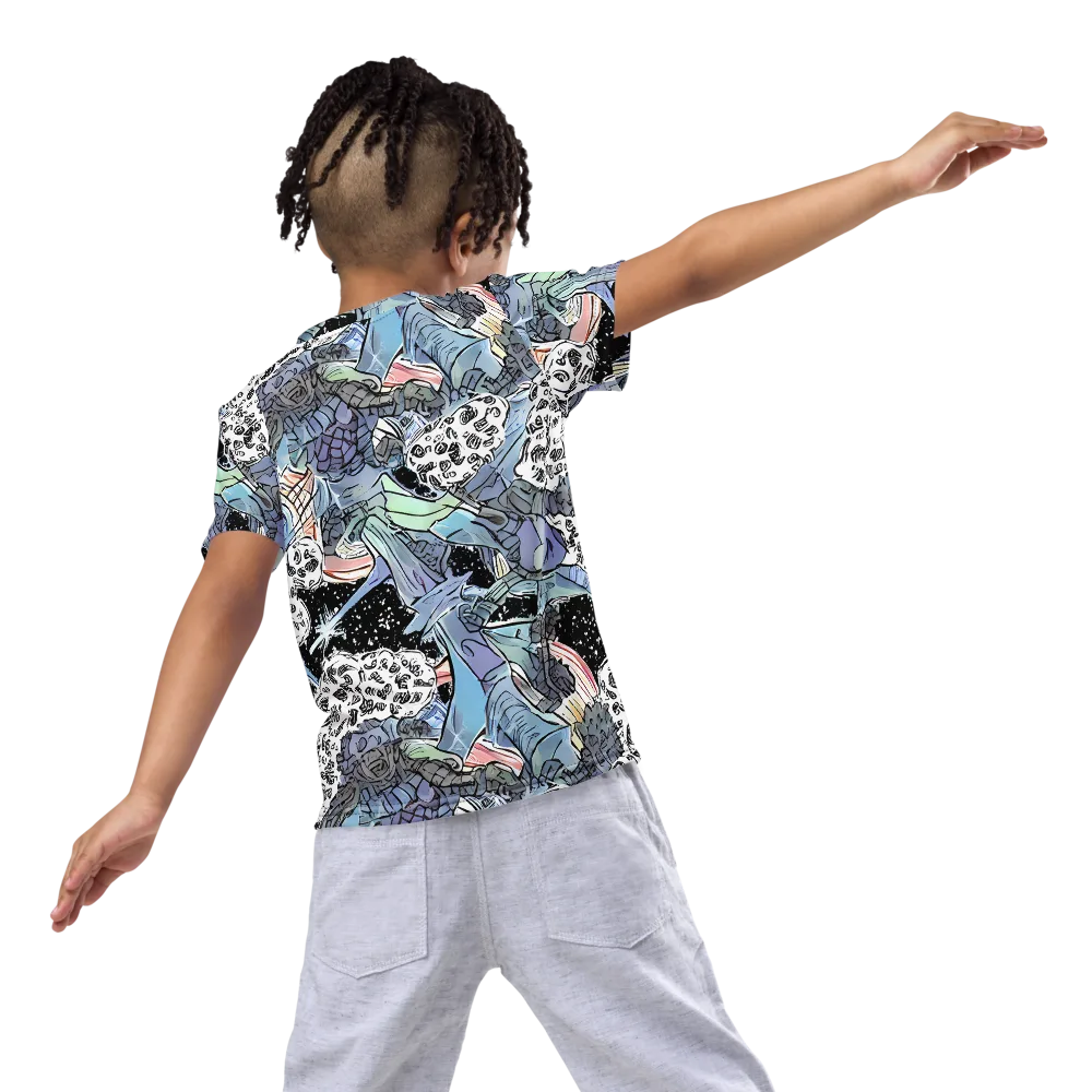Icy Collage on Kids Crew Neck T-Shirt — Back