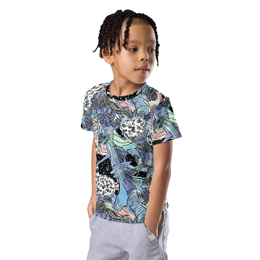 Icy Collage on Kids Crew Neck T-Shirt — Left Front