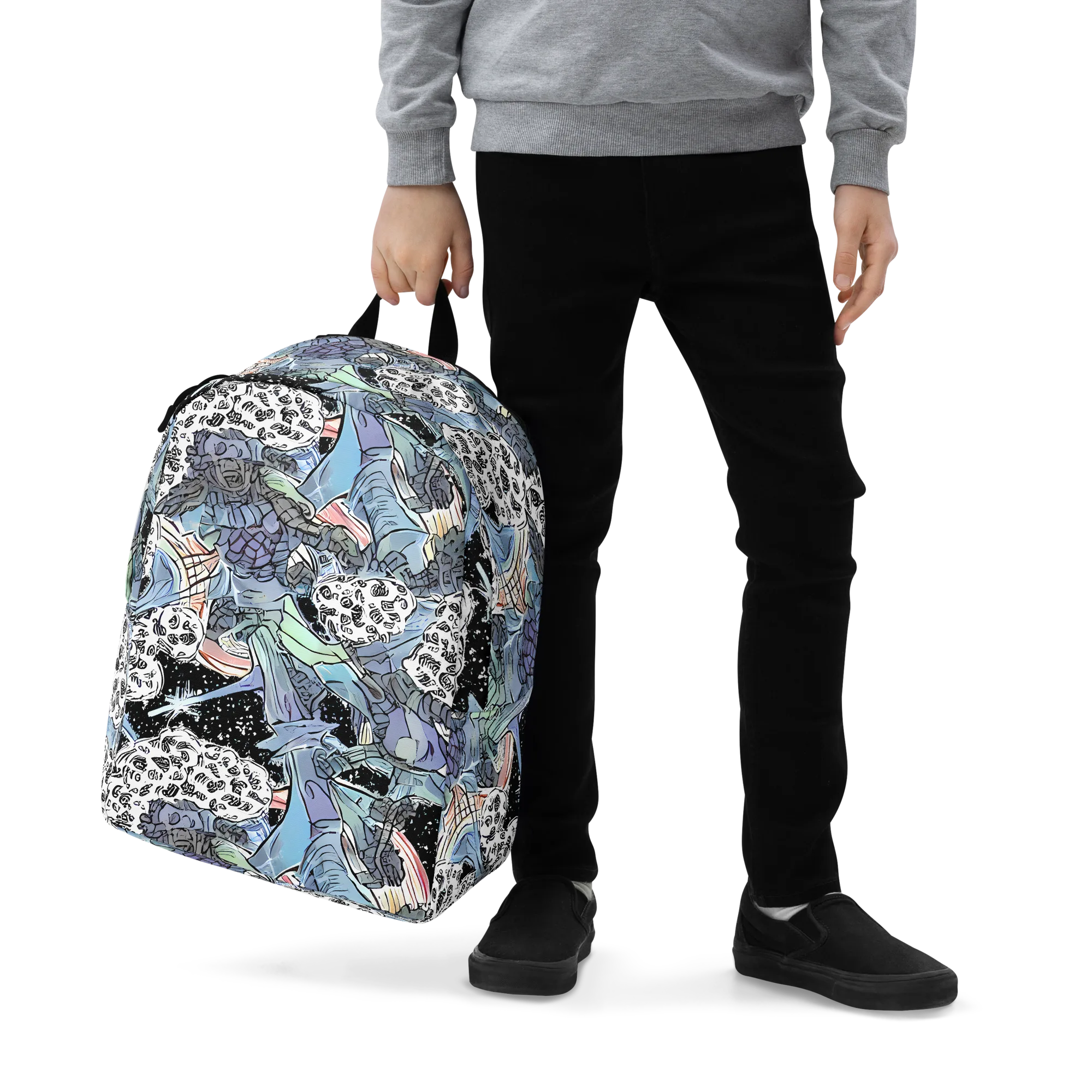 Icy Collage on Minimalist Backpack — Zoomed-in
