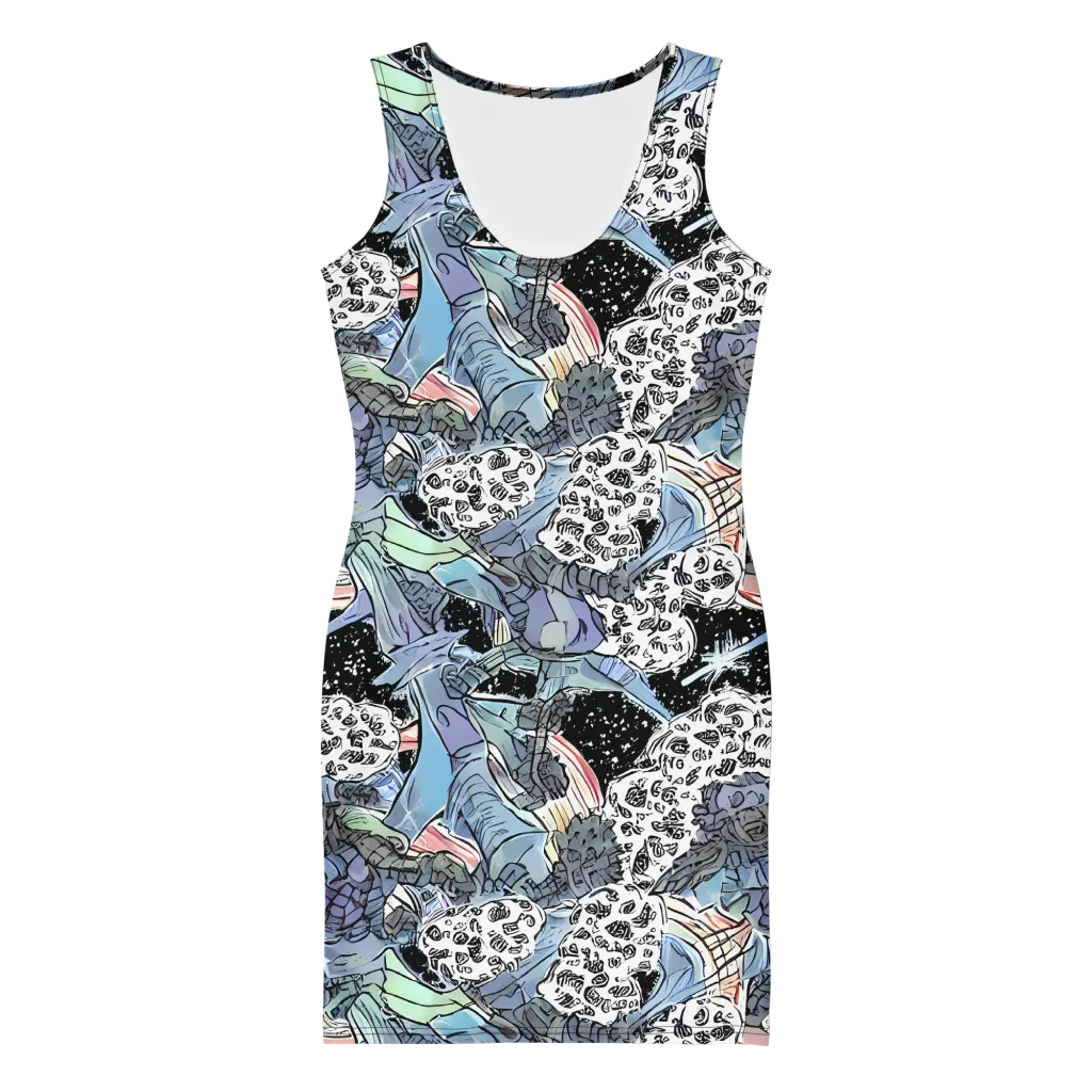 Icy Collage on Bodycon Dress — Front