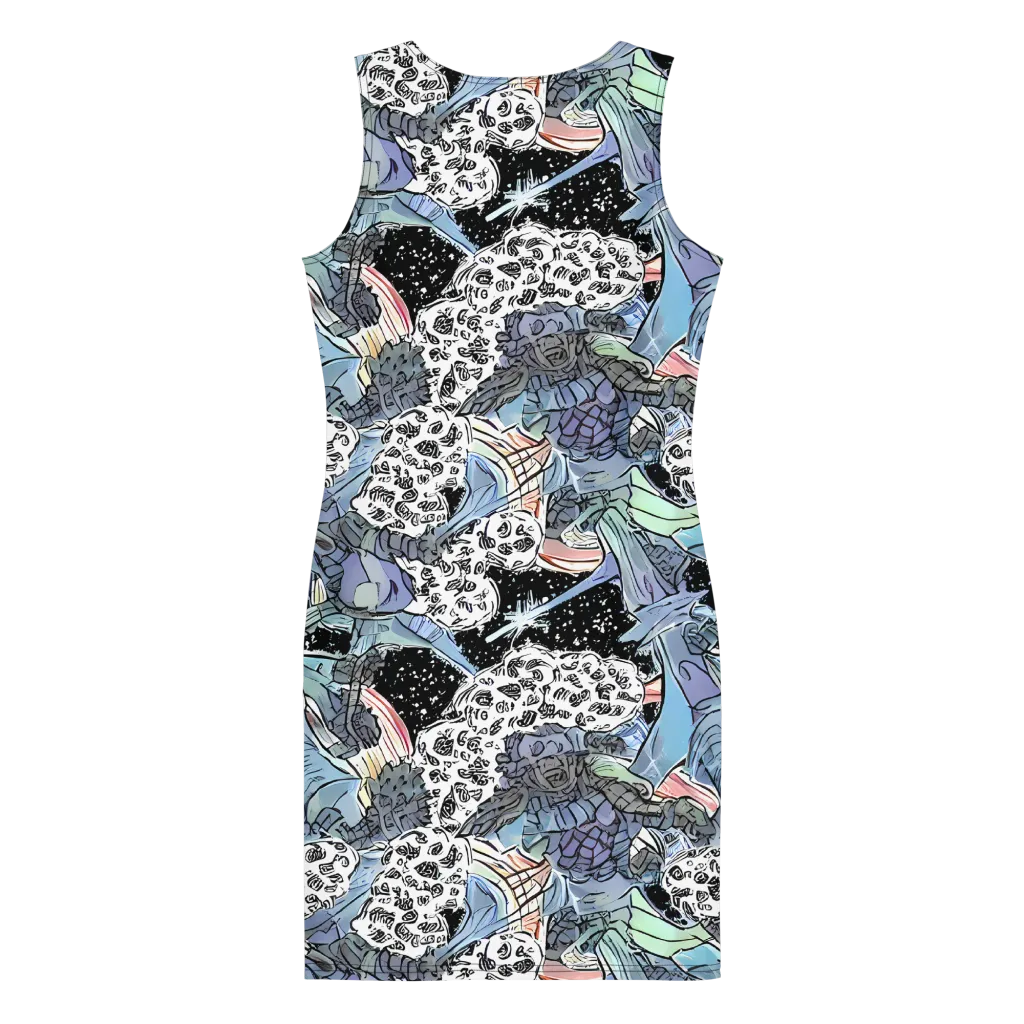 Icy Collage on Bodycon Dress — Back