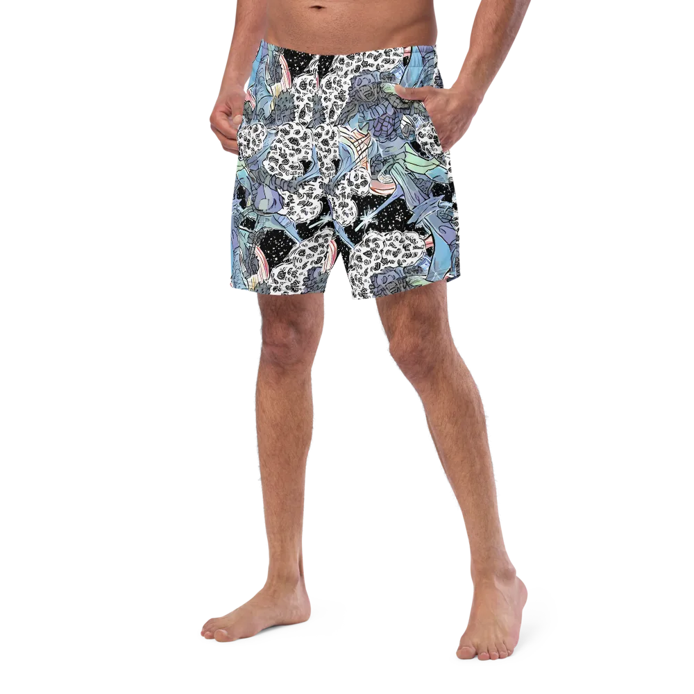 Icy Collage on Swim Trunks — Left Front