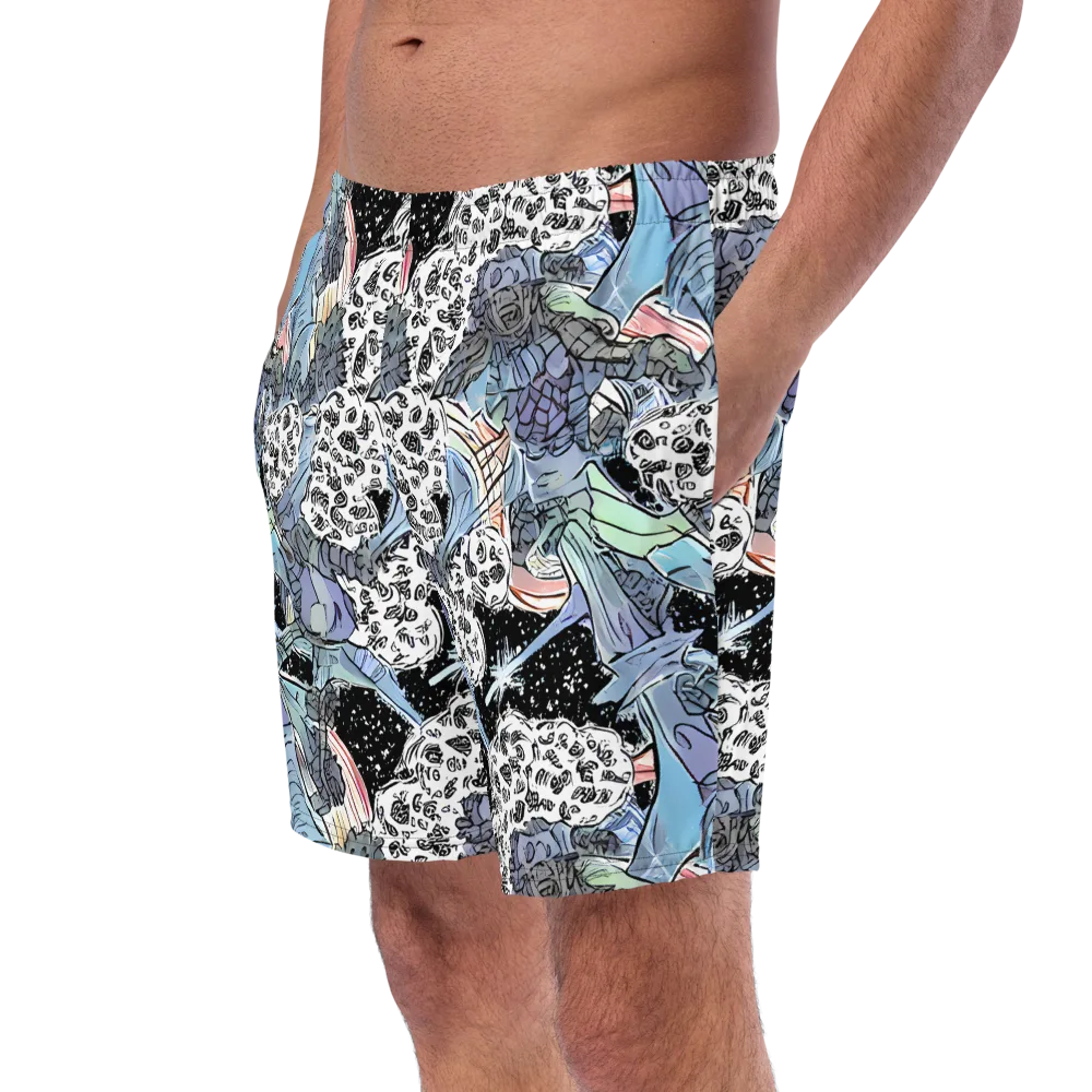 Icy Collage on Swim Trunks — Left Front