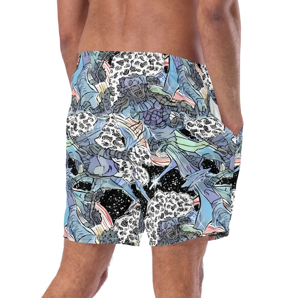 Icy Collage on Swim Trunks — Right Back