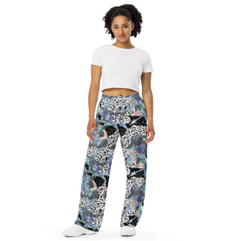 Icy Collage on Wide-Leg Pants — Front