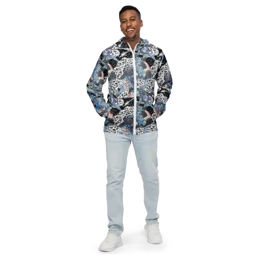Icy Collage on a Men's Windbreaker