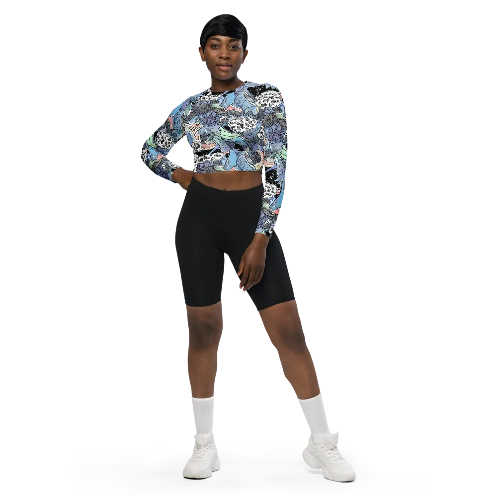 Icy Collage on Long Sleeve Crop Top — Front