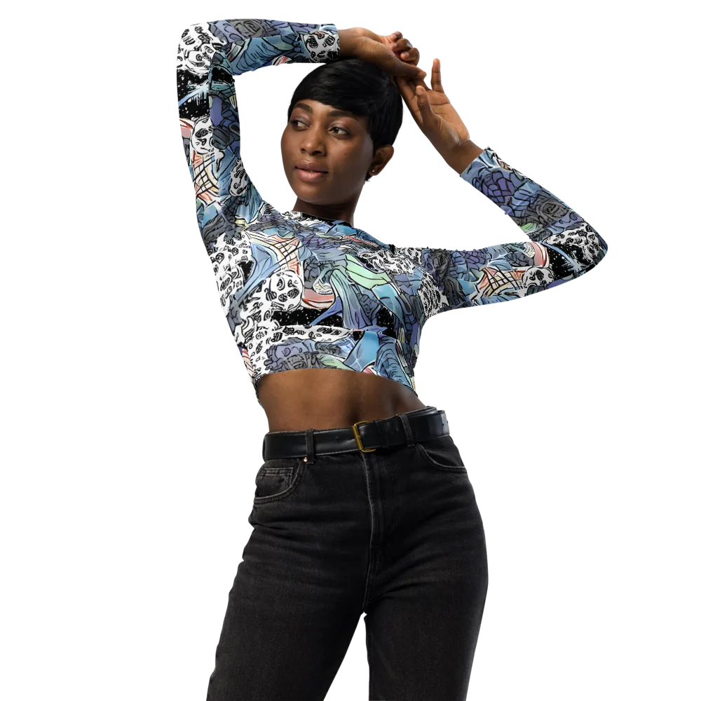 Icy Collage on Long Sleeve Crop Top — Front