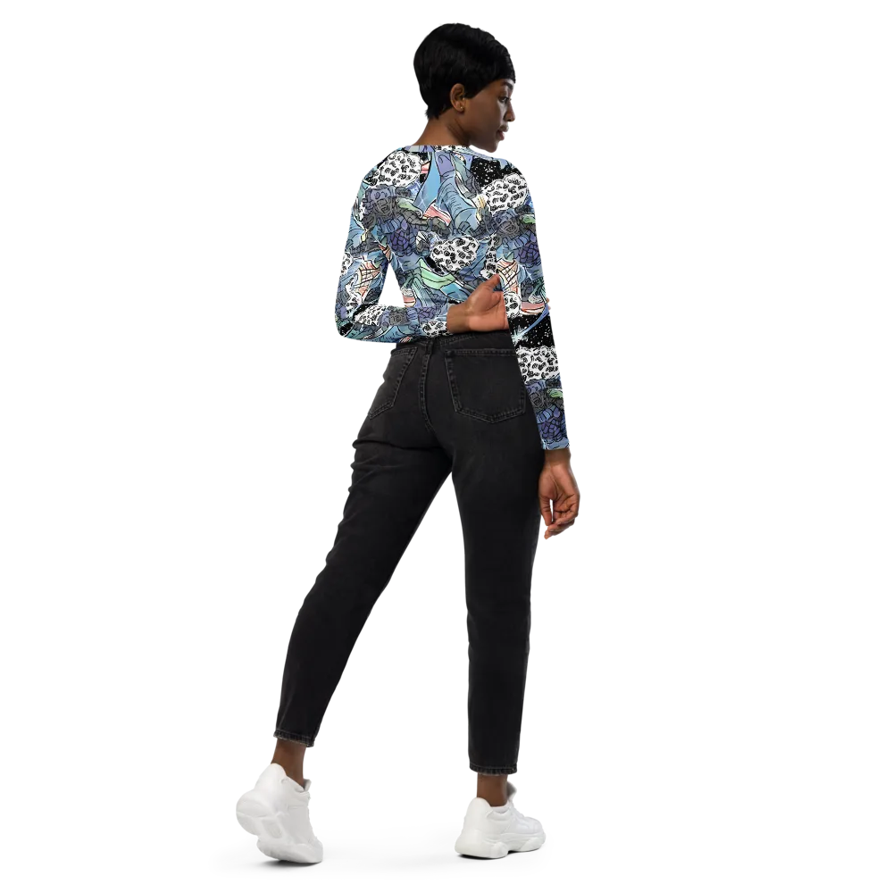 Icy Collage on Long Sleeve Crop Top — Right Back