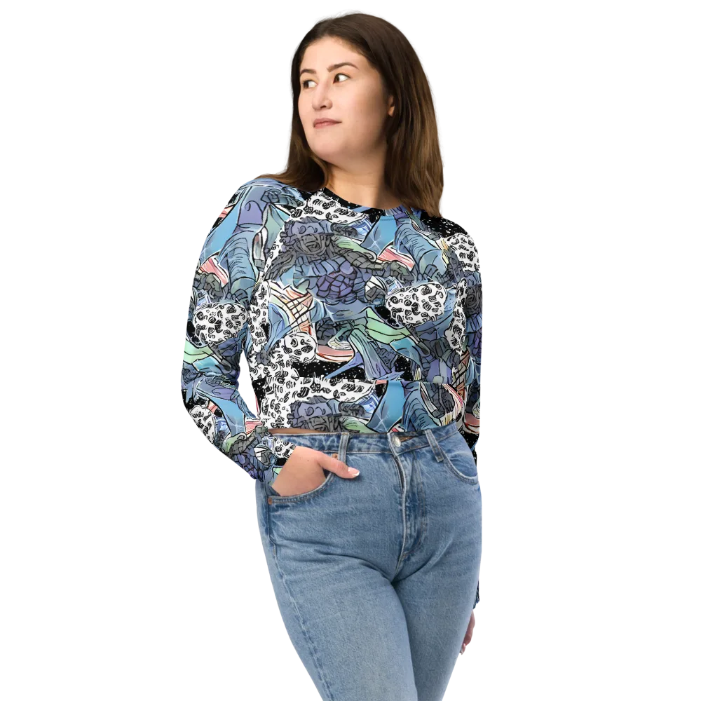 Icy Collage on Long Sleeve Crop Top — Front