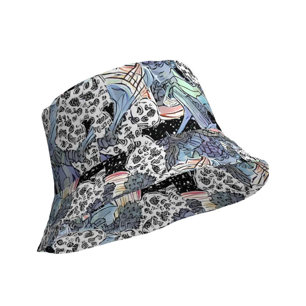 Icy Collage on Reversible Bucket Hat — Product details Outside
