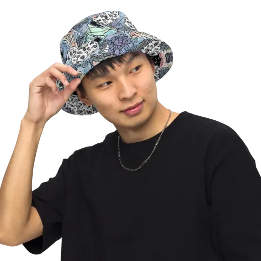 Icy Collage on a Reversible Bucket Hat