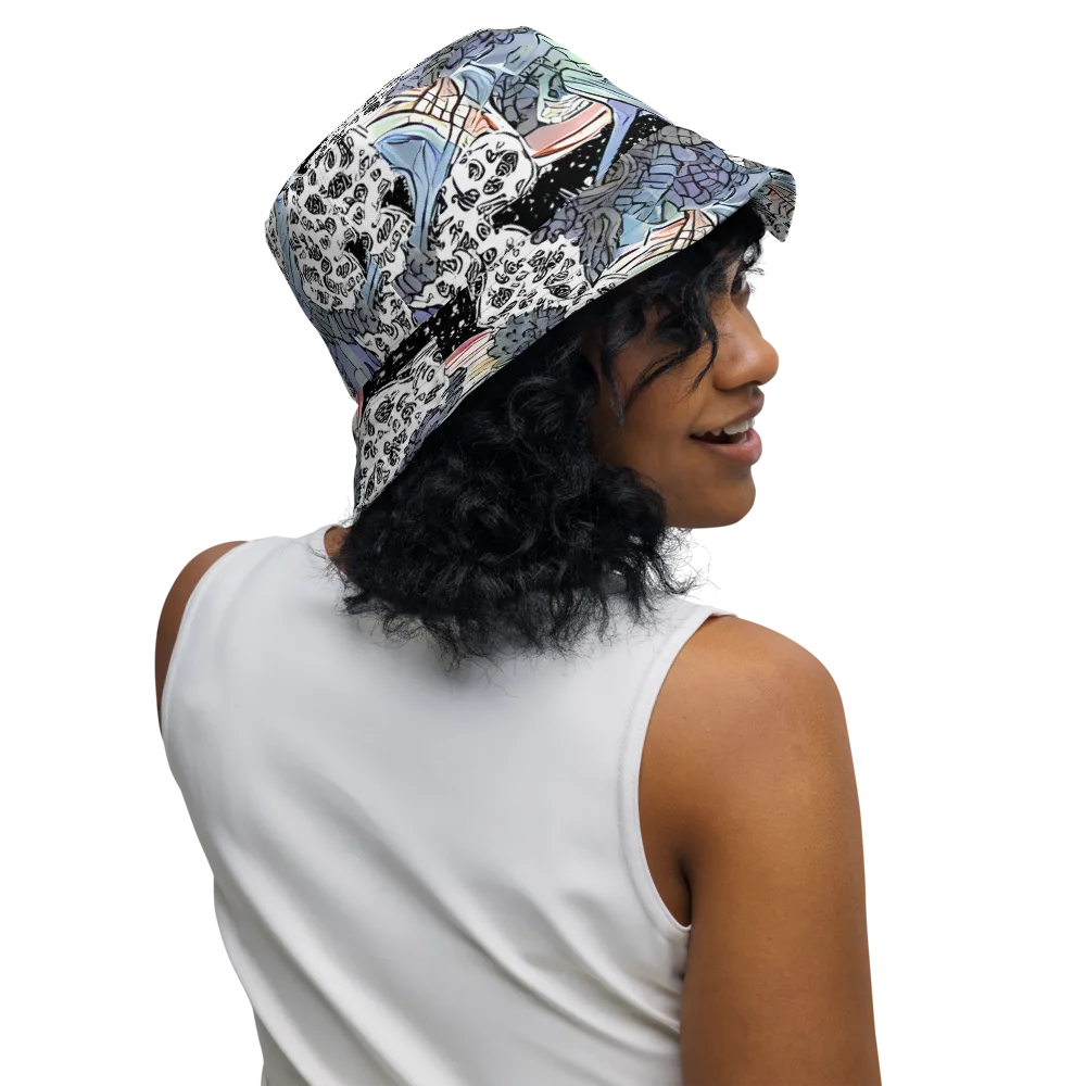 Icy Collage on Reversible Bucket Hat — Right Outside