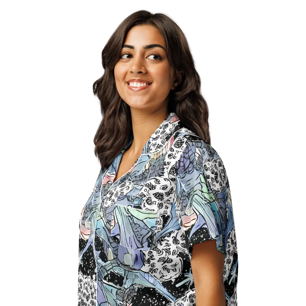 Icy Collage on Women's Short Sleeve Pajama Top — Left Front