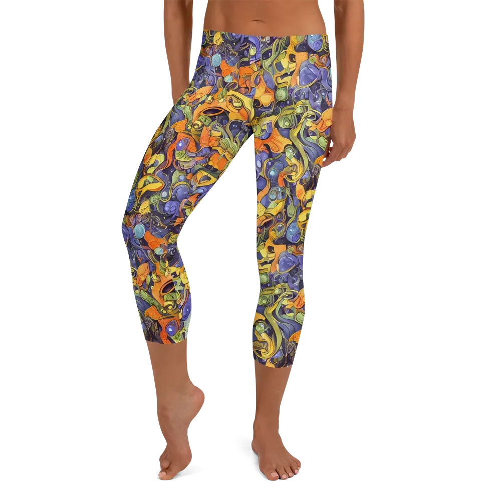 Indigo Uproar on Capri Leggings — Front