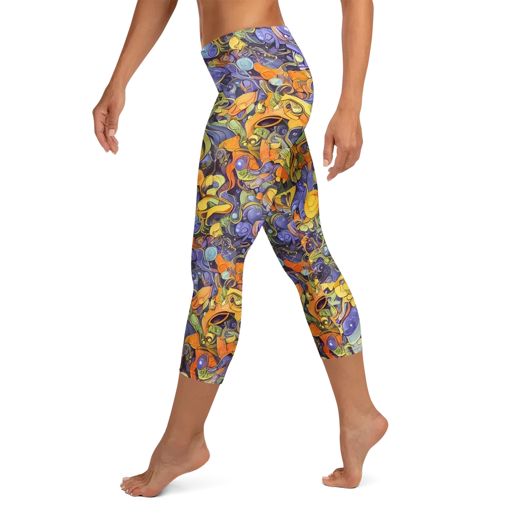 Indigo Uproar on Capri Leggings — Left