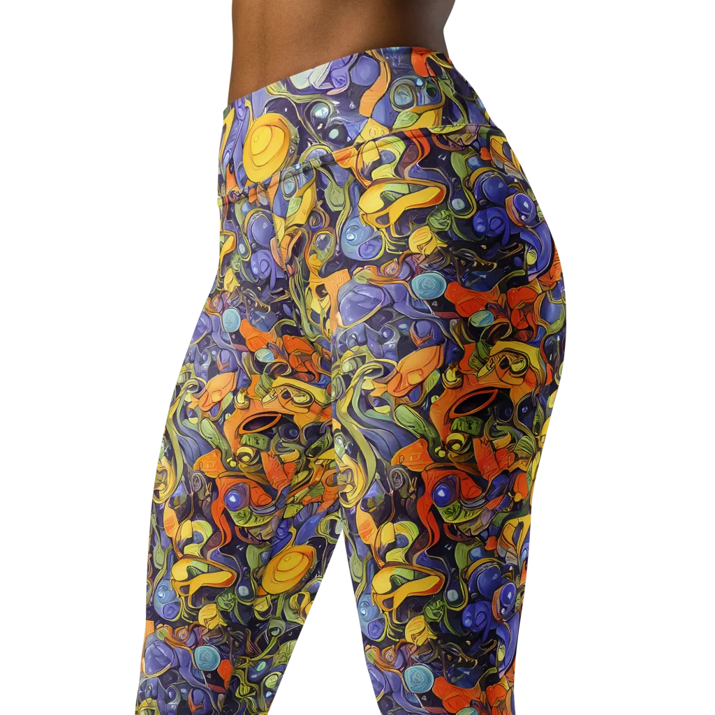 Indigo Uproar on Yoga Leggings — Left Front