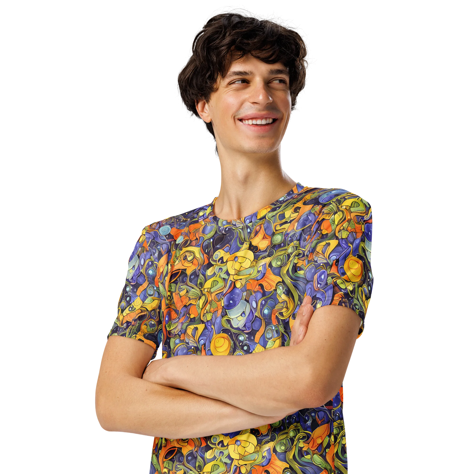 Indigo Uproar on Men's Crew Neck T-Shirt — Left Front