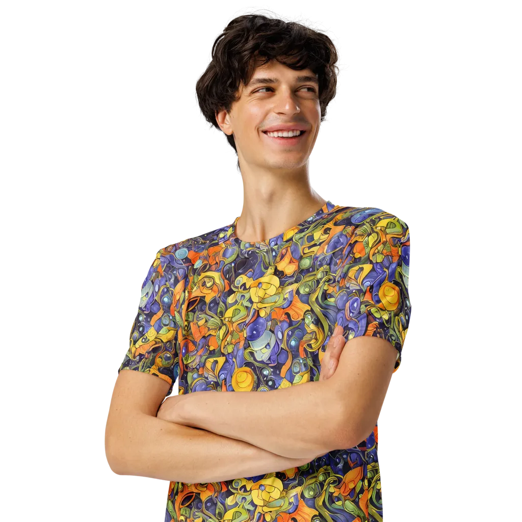 Indigo Uproar on Men's Crew Neck T-Shirt — Left Front