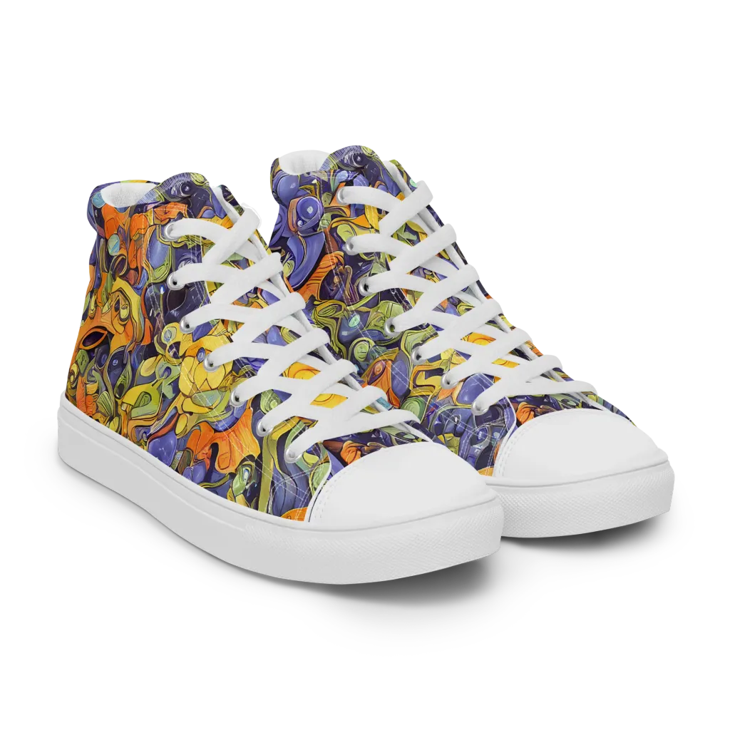 Indigo Uproar on Men's High Top Canvas Shoes — Right Front