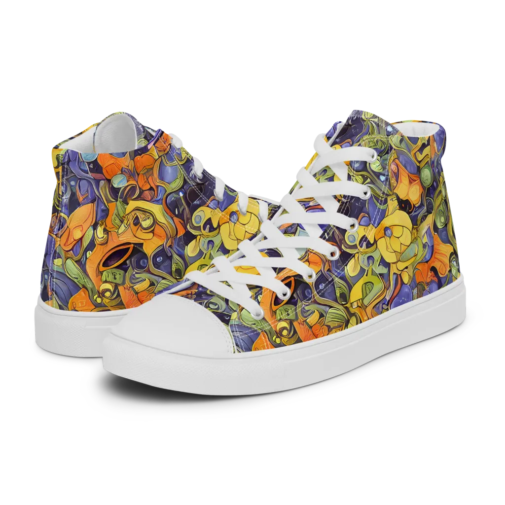 Indigo Uproar on Men's High Top Canvas Shoes — Left