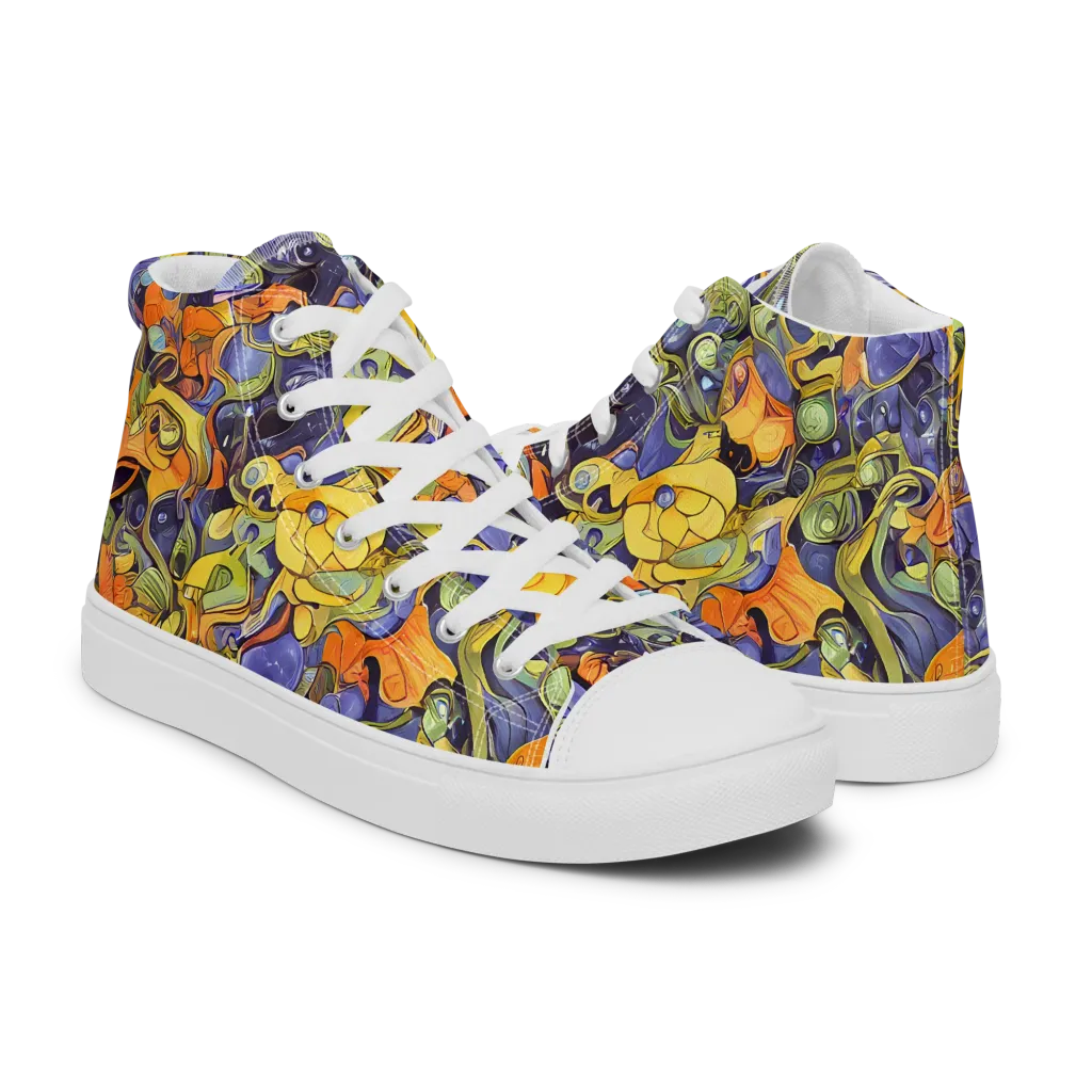 Indigo Uproar on Men's High Top Canvas Shoes — Right
