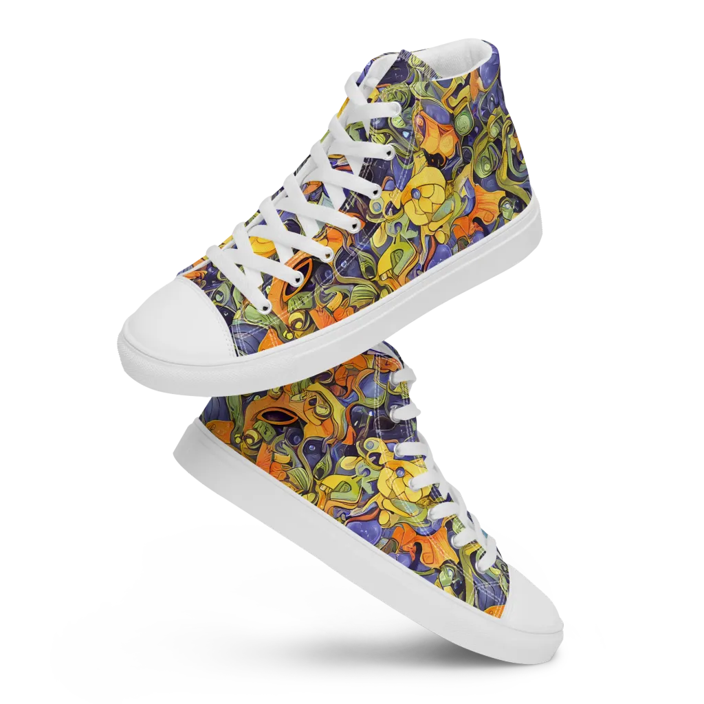 Indigo Uproar on Men's High Top Canvas Shoes — Front