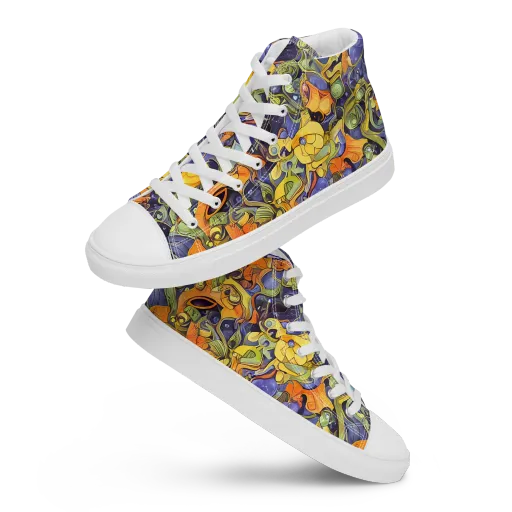 Indigo Uproar on a Men's High Top Canvas Shoes