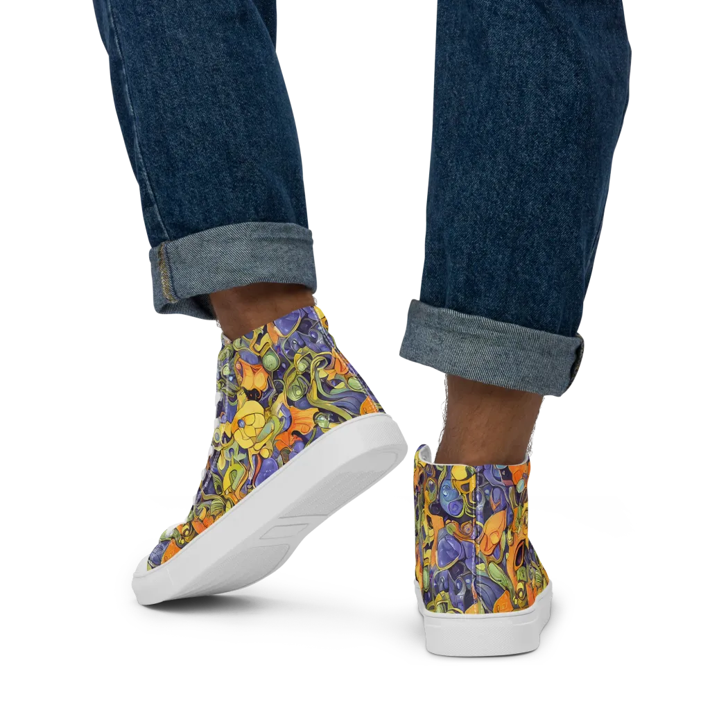 Indigo Uproar on Men's High Top Canvas Shoes — Back
