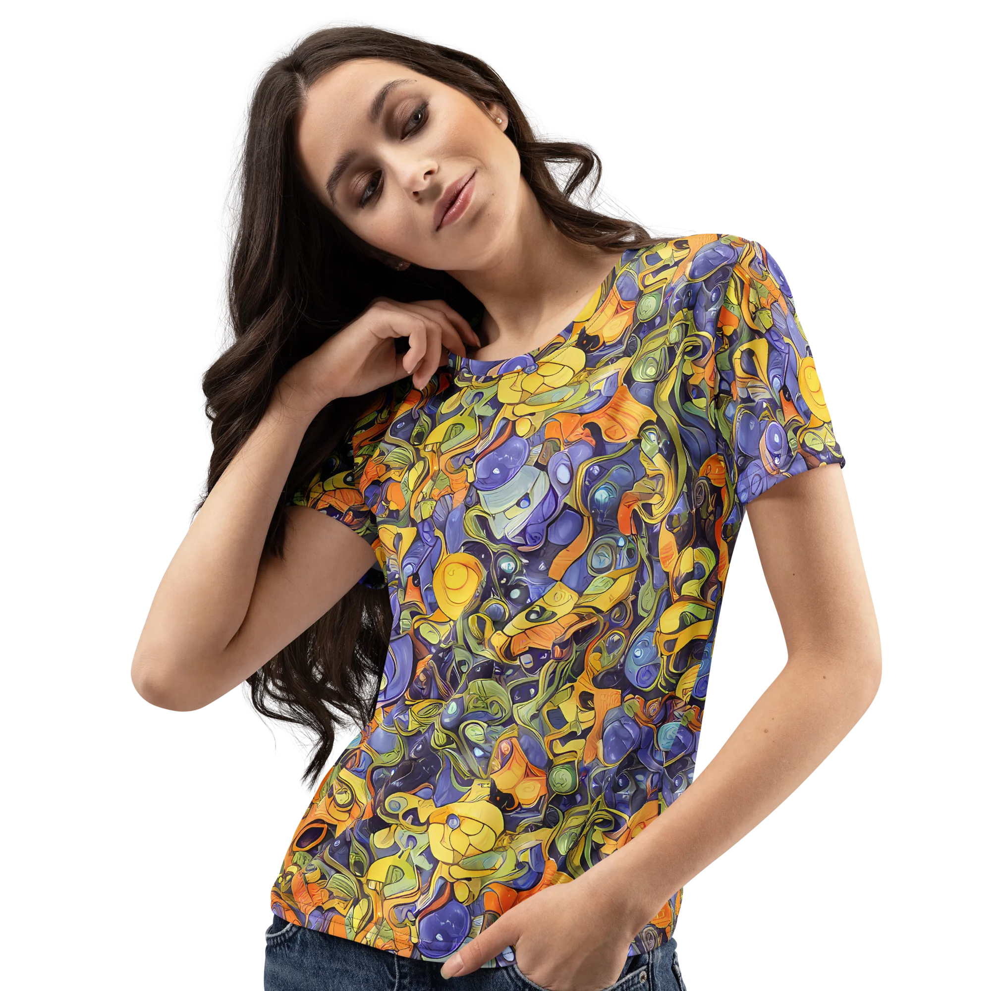 Indigo Uproar on Women's Crew Neck T-Shirt — Left Front