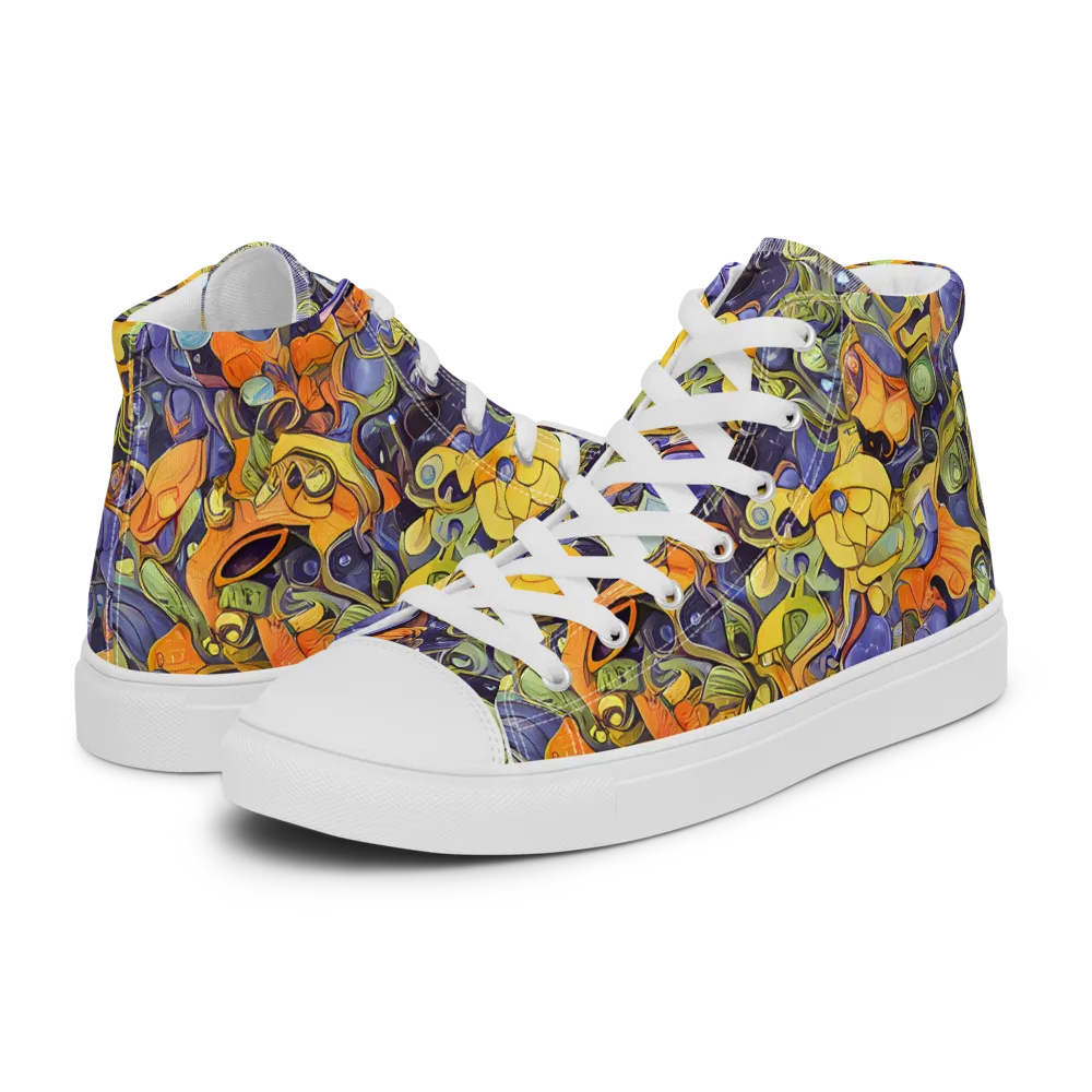 Indigo Uproar on Women's High Top Canvas Shoes — Left