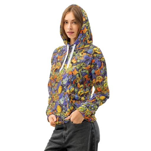 Indigo Uproar on a Cotton Hoodie