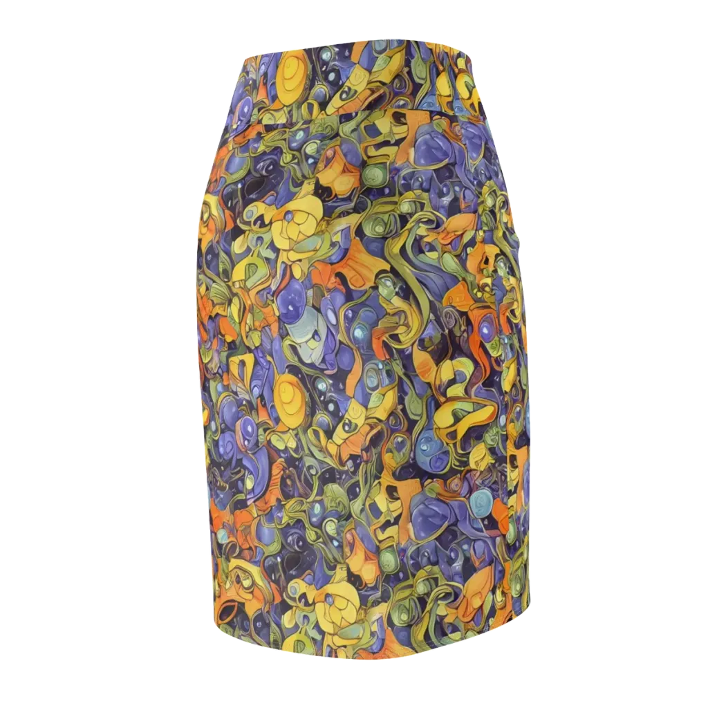 Indigo Uproar on Pencil Skirt — Back Side