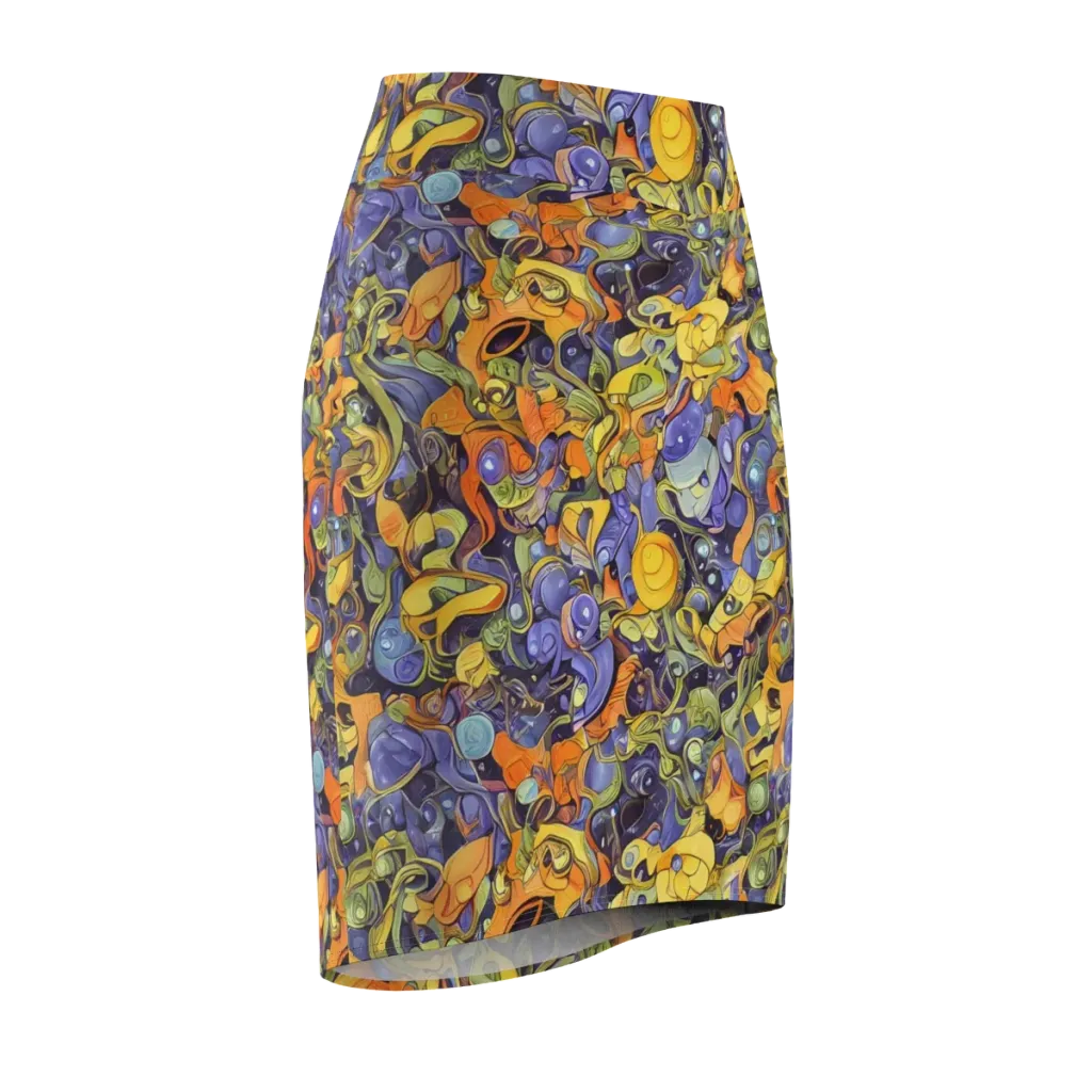 Indigo Uproar on Pencil Skirt — Front Side