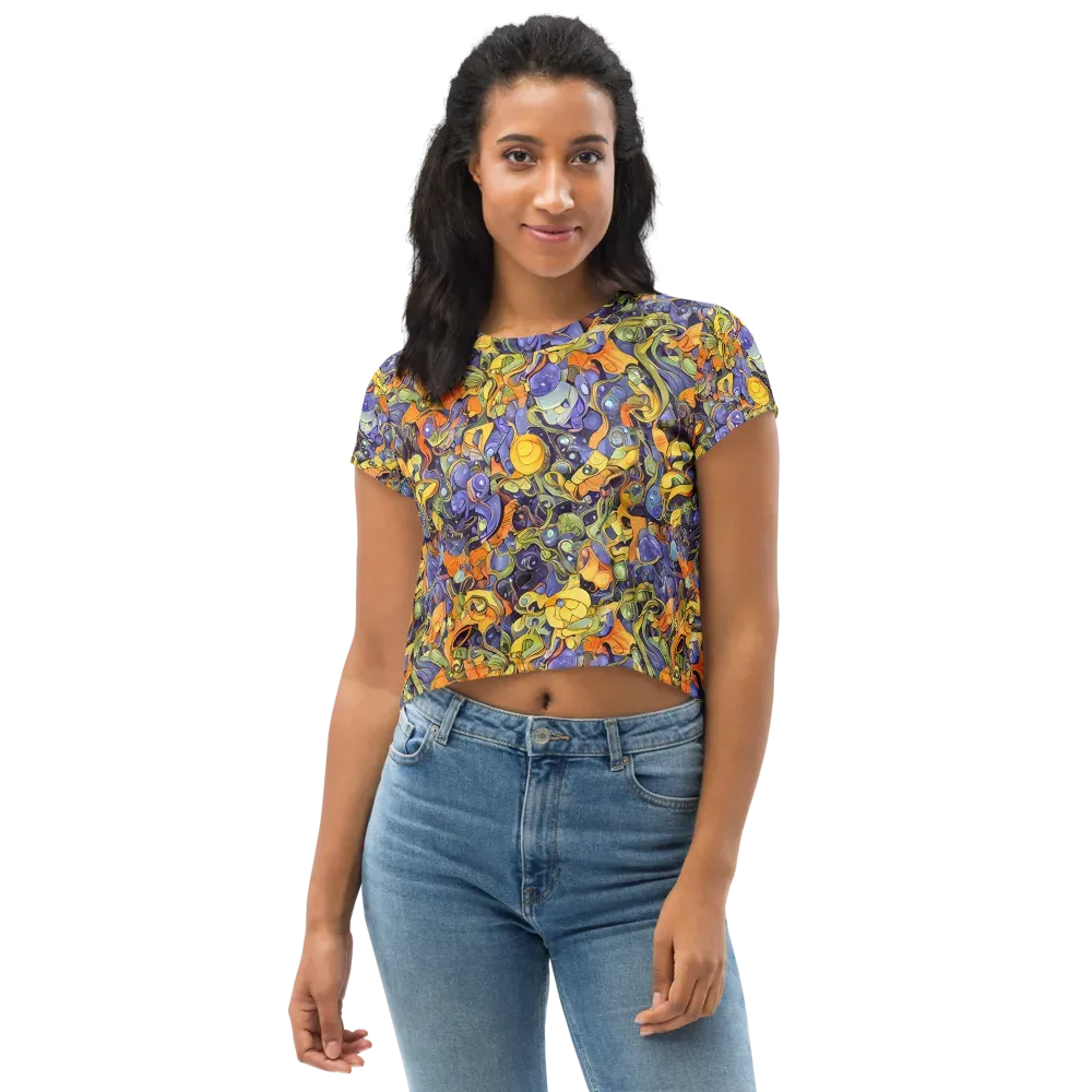 Indigo Uproar on Crop Tee — Front