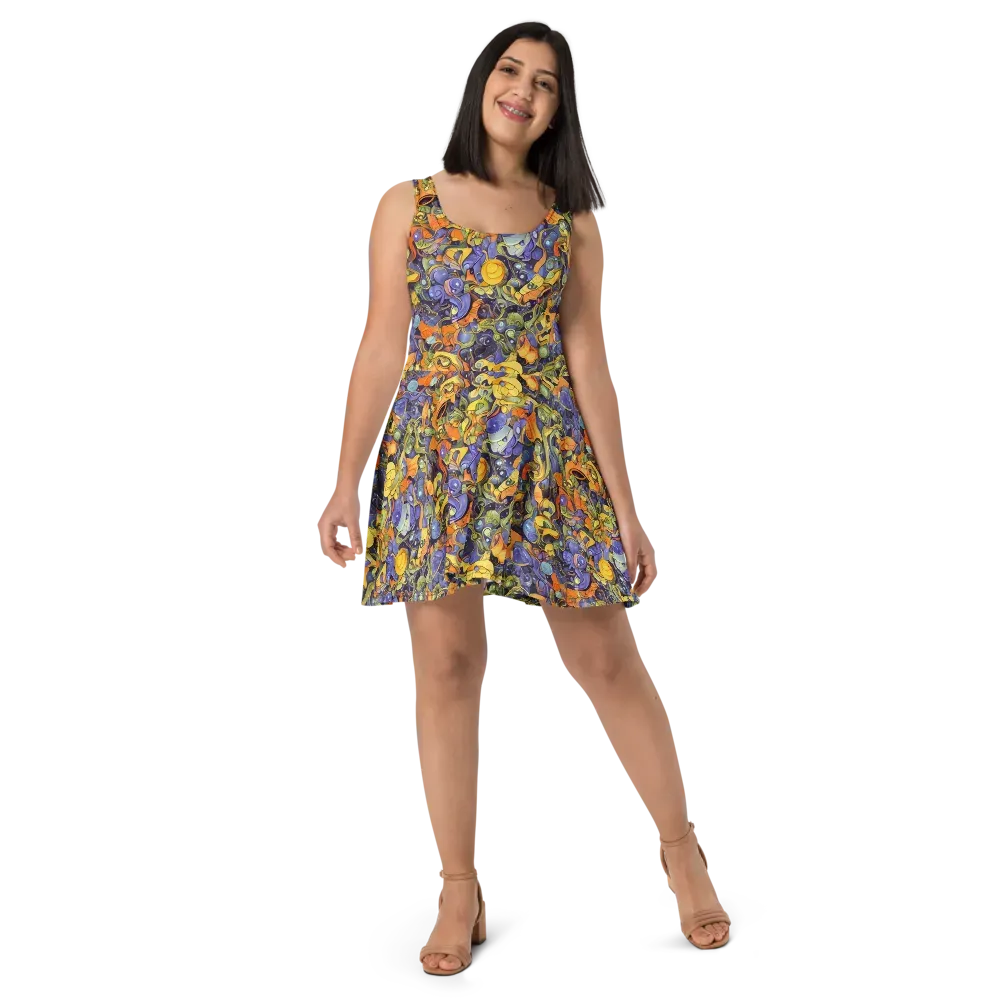 Indigo Uproar on Skater Dress — Front