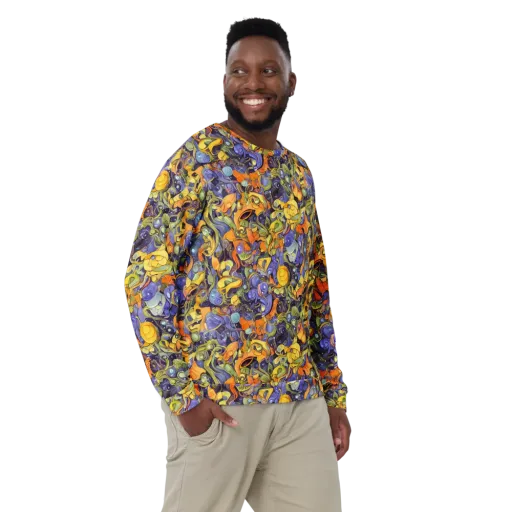 Indigo Uproar on a Sweatshirt