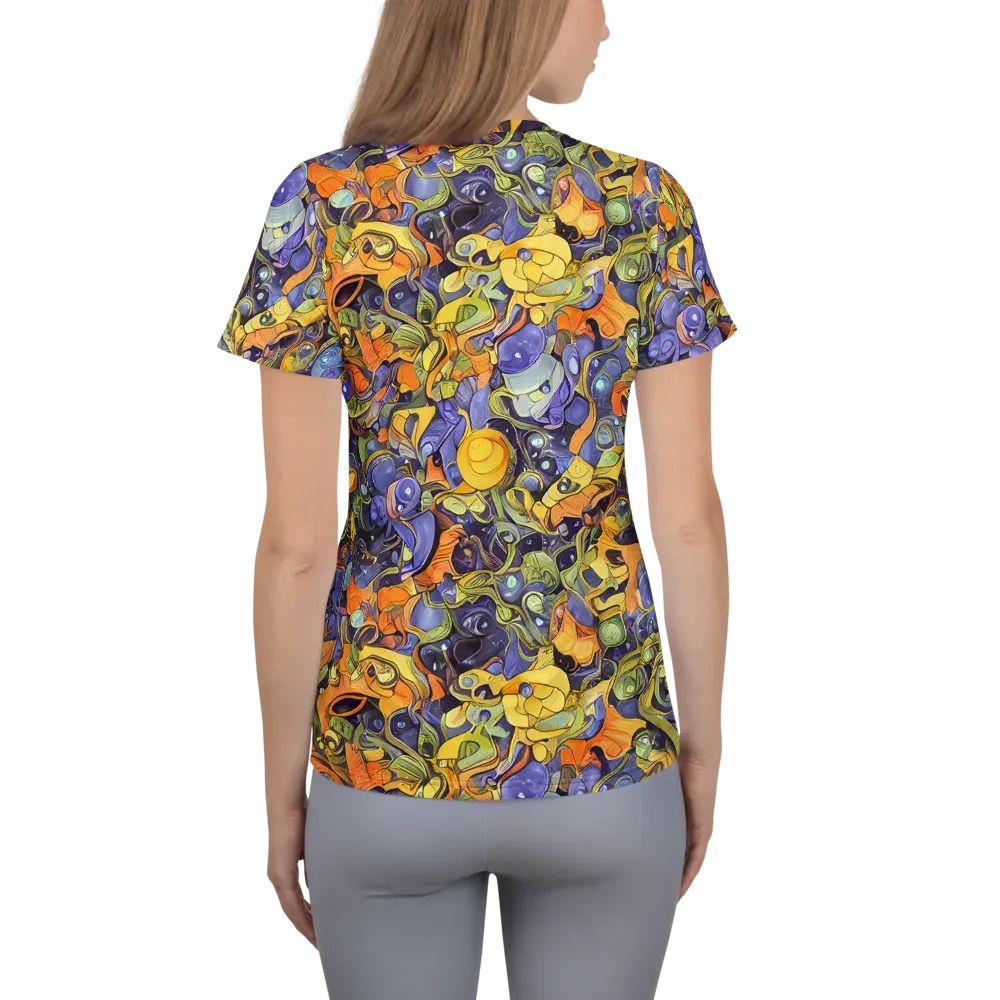 Indigo Uproar on Women's Athletic T-Shirt — Back
