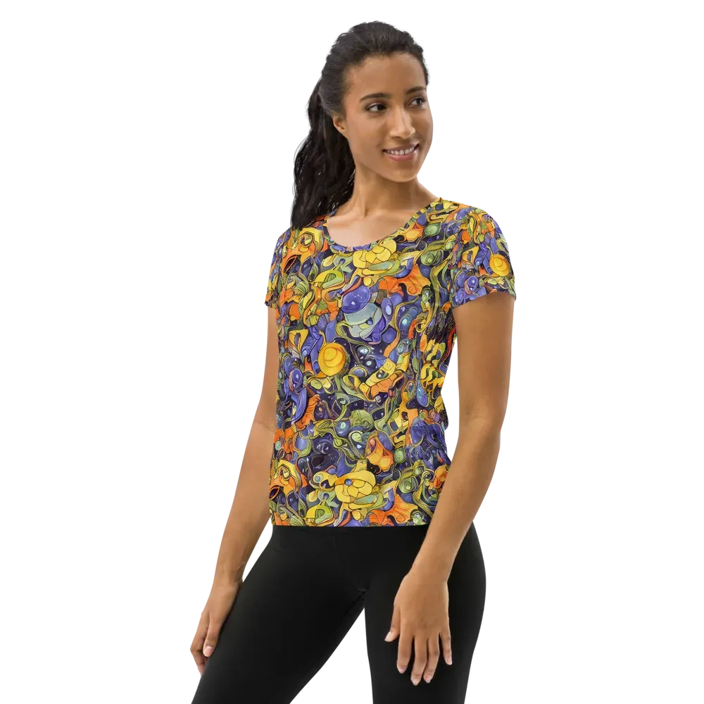 Indigo Uproar on Women's Athletic T-Shirt — Left