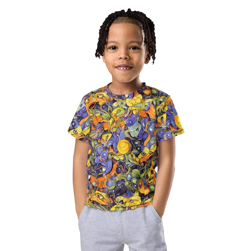 Indigo Uproar on Kids Crew Neck T-Shirt — Front