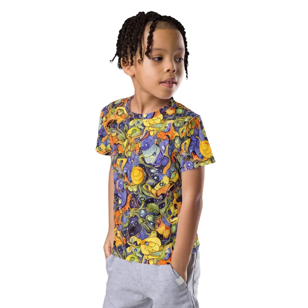 Indigo Uproar on Kids Crew Neck T-Shirt — Left Front