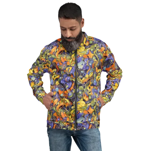 Indigo Uproar on a Bomber Jacket