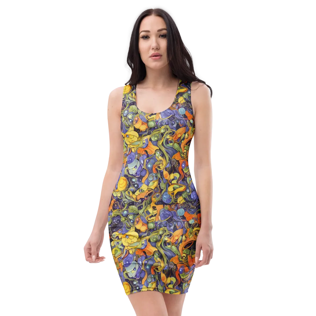 Indigo Uproar on Bodycon Dress — Front