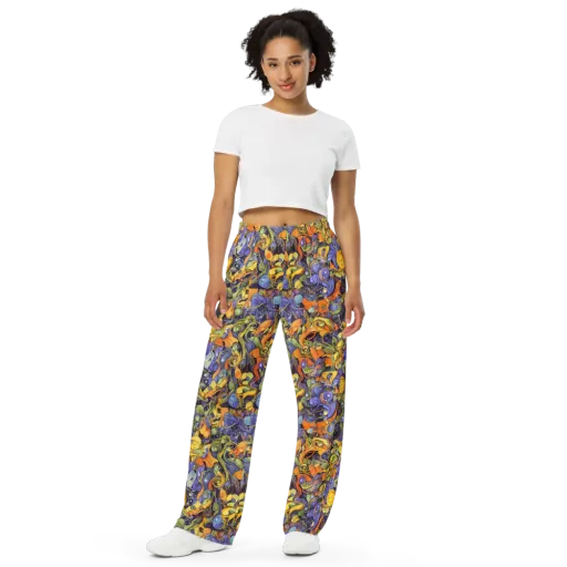 Indigo Uproar on a Wide-Leg Pants