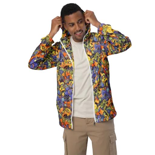 Indigo Uproar on a Men's Windbreaker