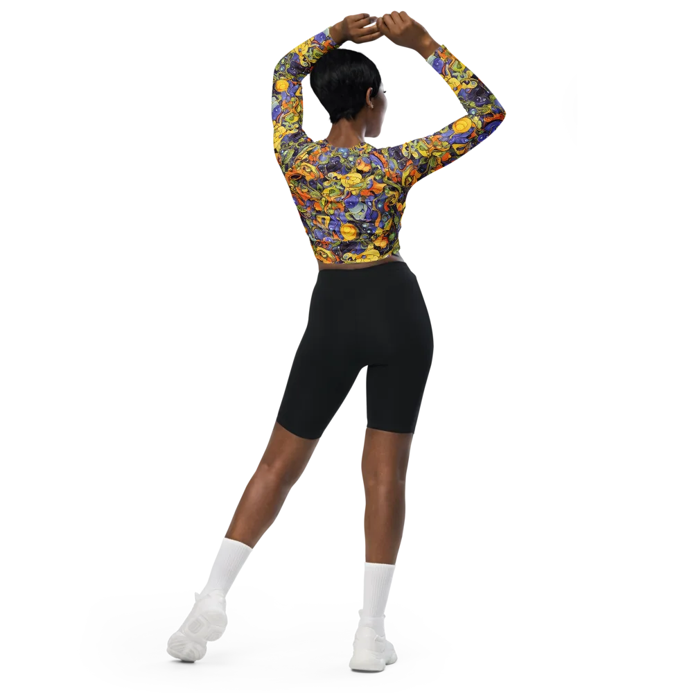 Indigo Uproar on Long Sleeve Crop Top — Back